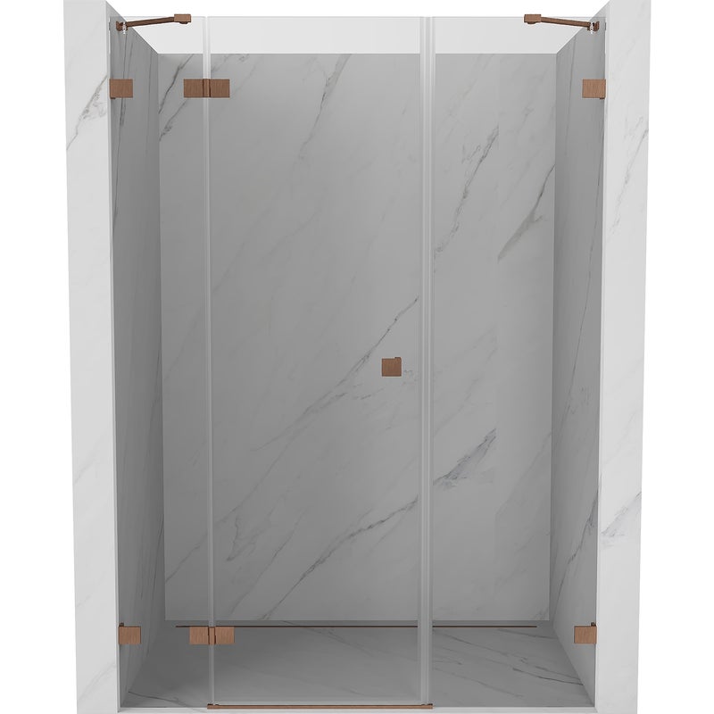 Mexen Lunar drzwi prysznicowe uchylne lewe 125 cm, transparent, miedź szczotkowana - 834S-125-050-65-00-L