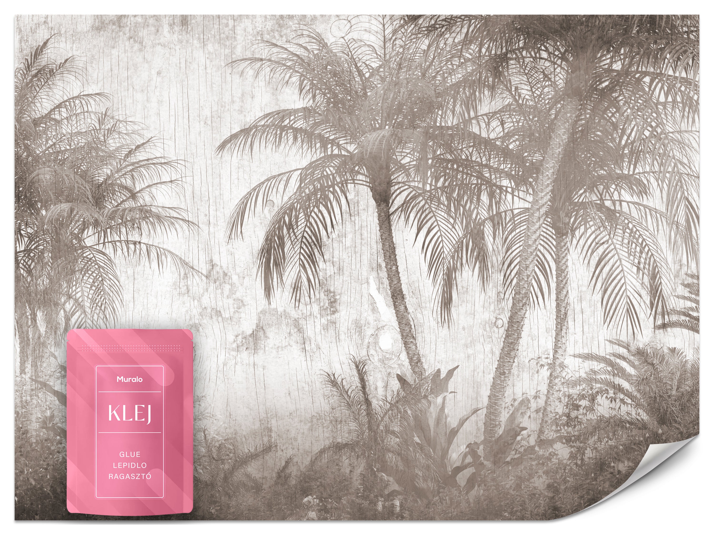 FOTOTAPETA DO SALONU PALMY LAS NATURA TEKSTURA DREWNA STYL VINTAGE 200x140