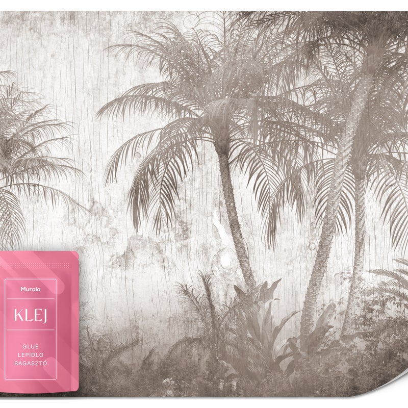 FOTOTAPETA DO SALONU PALMY LAS NATURA TEKSTURA DREWNA STYL VINTAGE 200x140