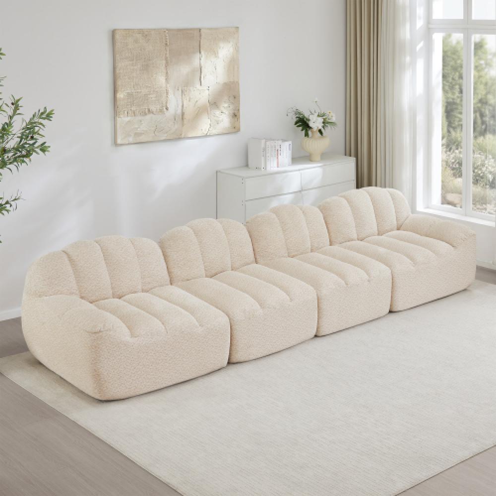 Modułowa sofa 4-osobowa w stylu muszli z głębokimi poduszkami, odpowiednia do salonów i mieszkań, nie wymaga montażu