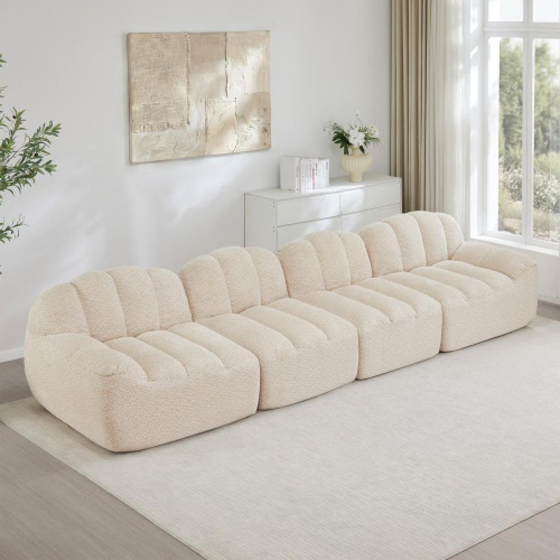 Modułowa sofa 4-osobowa w stylu muszli z głębokimi poduszkami, odpowiednia do salonów i mieszkań, nie wymaga montażu