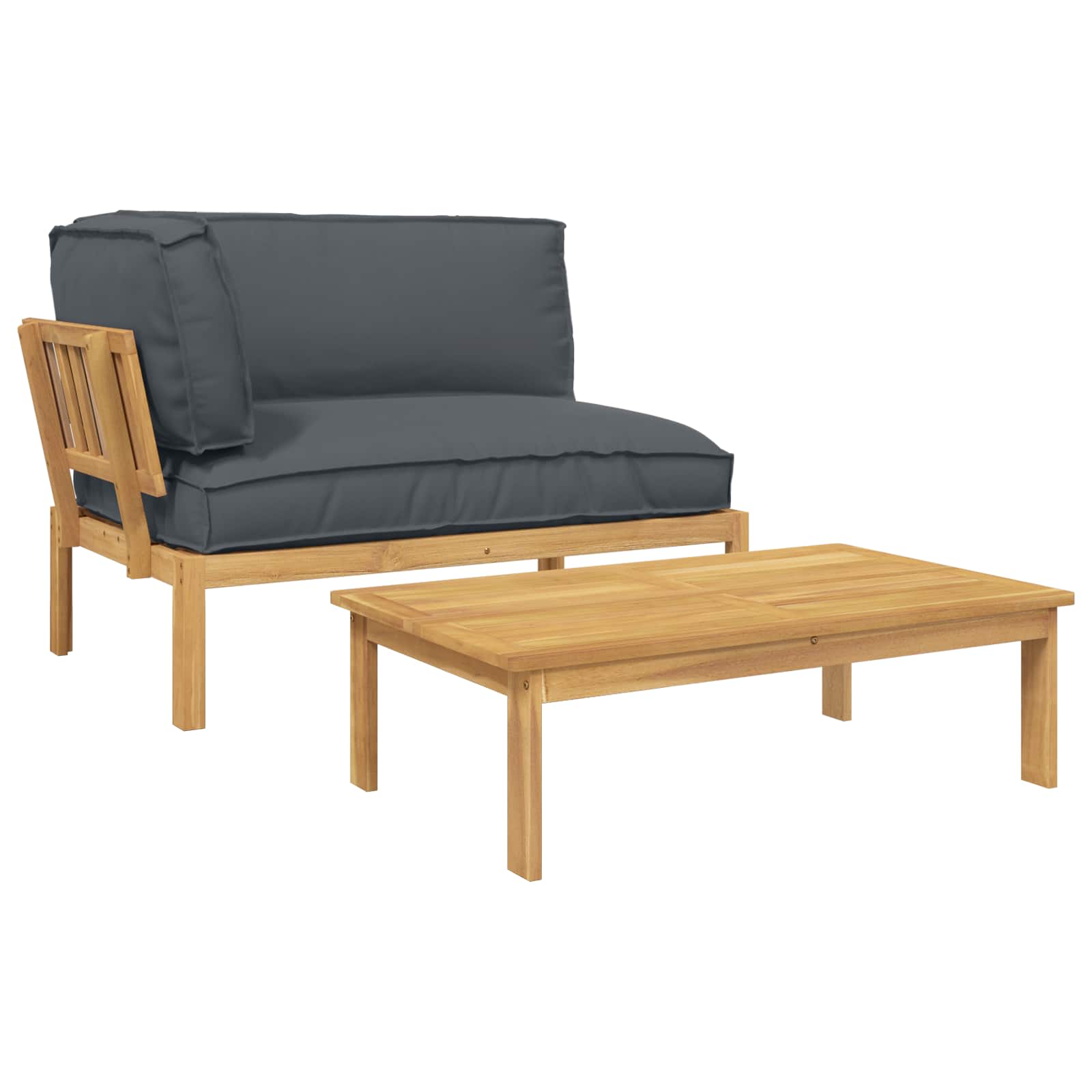 Zestaw Sof z poduszką Gładki 2 pcs Antracyt Lite Drewno Akacji