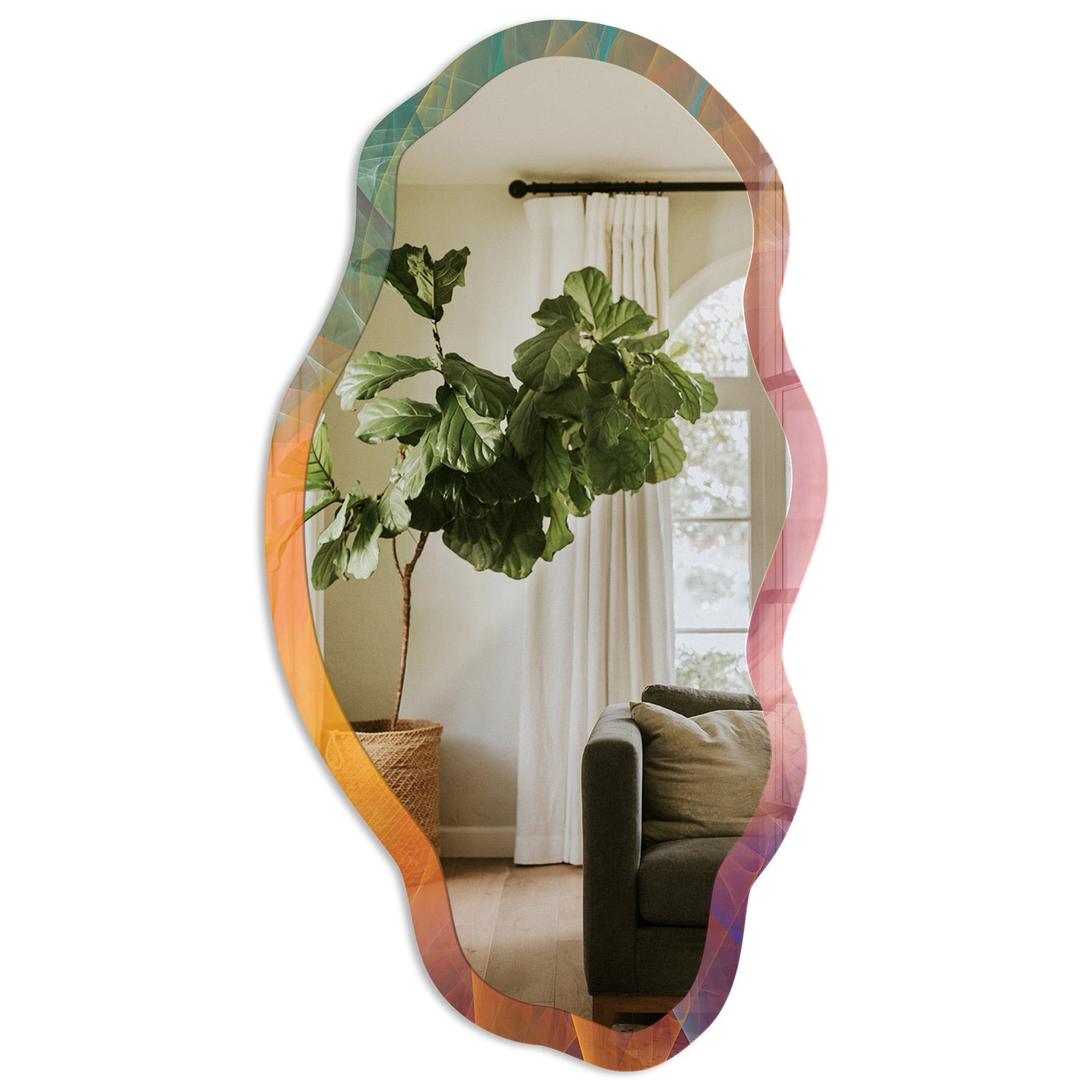 Stylowe lustro designerskie z hartowanego szkła - Abstrakcyjny wir 52x97cm