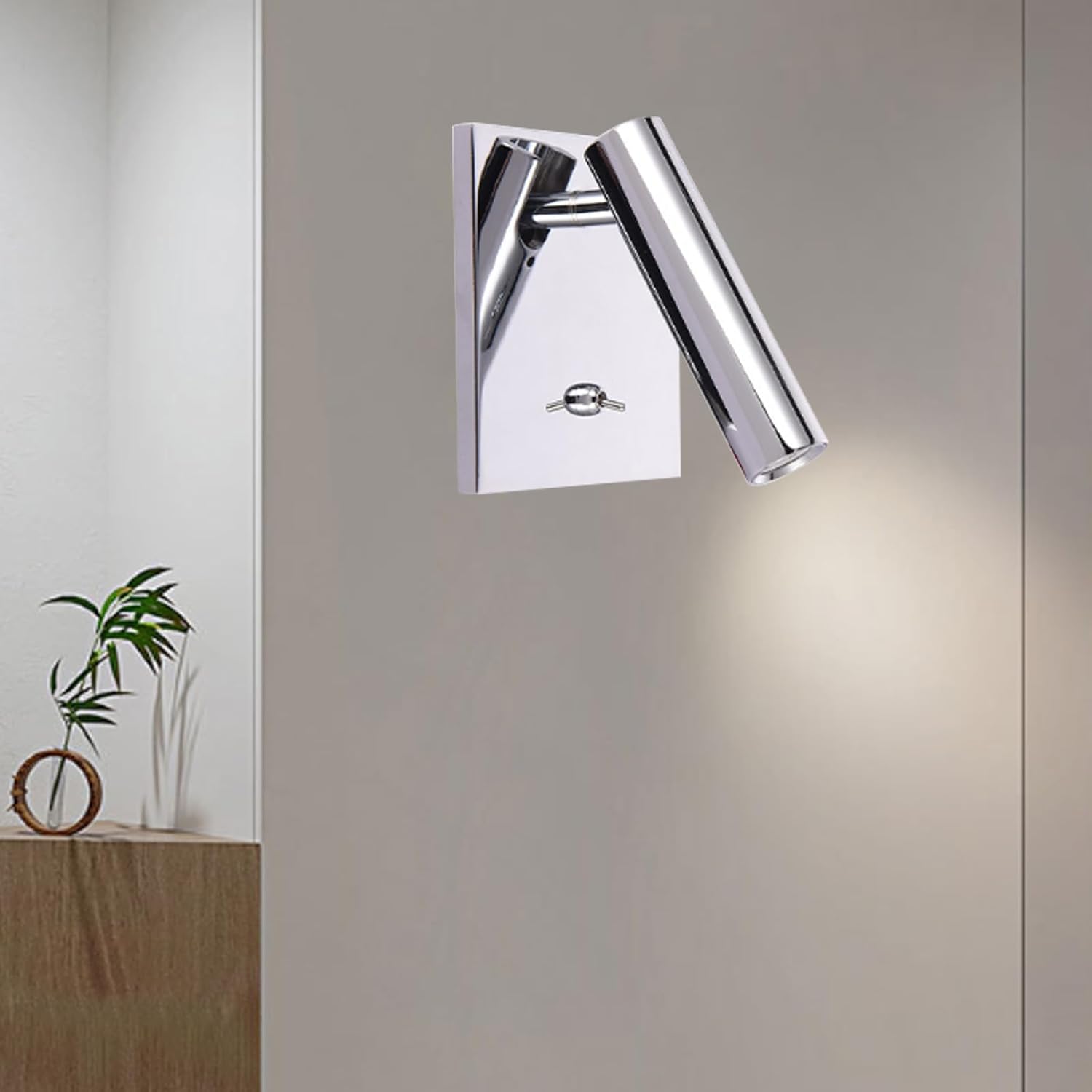 Nowoczesna, rotacyjna lampa LED naścienna o kącie 90°, z włącznikiem, idealna do czytania, do sypialni lub salonu (4000k, srebrna)
