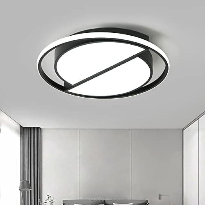 Wpuszczana lampa sufitowa LED, 54 W, trzy temperatury barwowe, regulowana jasność, z pilotem, okrągły kształt, kolor czarny, 50 cm.