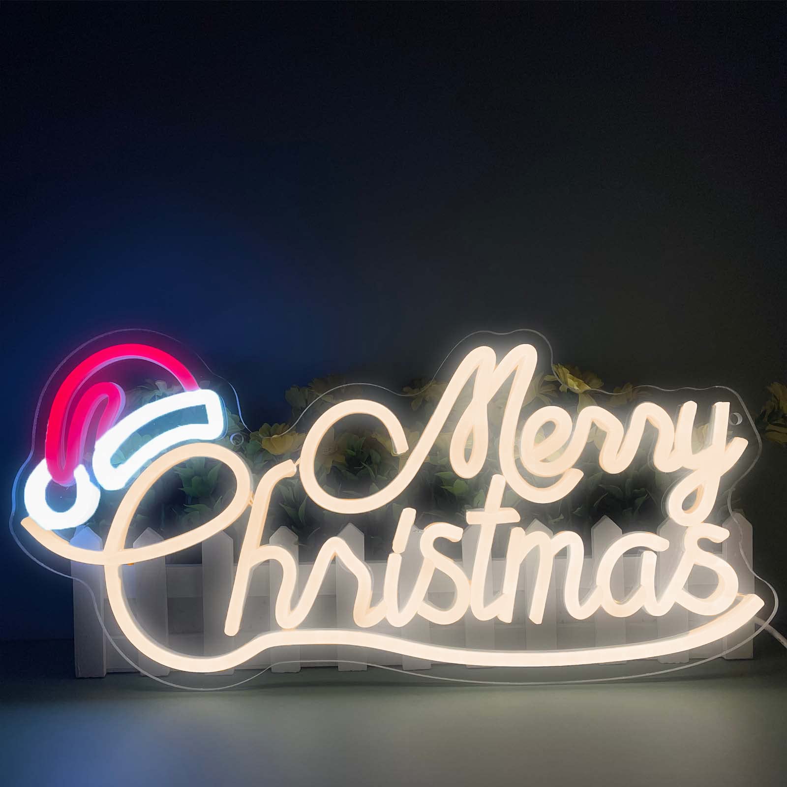 Podświetlany napis "Wesołych Świąt", neon akrylowy, zasilany przez USB, ściemnialny, dekoracyjny napis ścienny, 39 x 19 cm