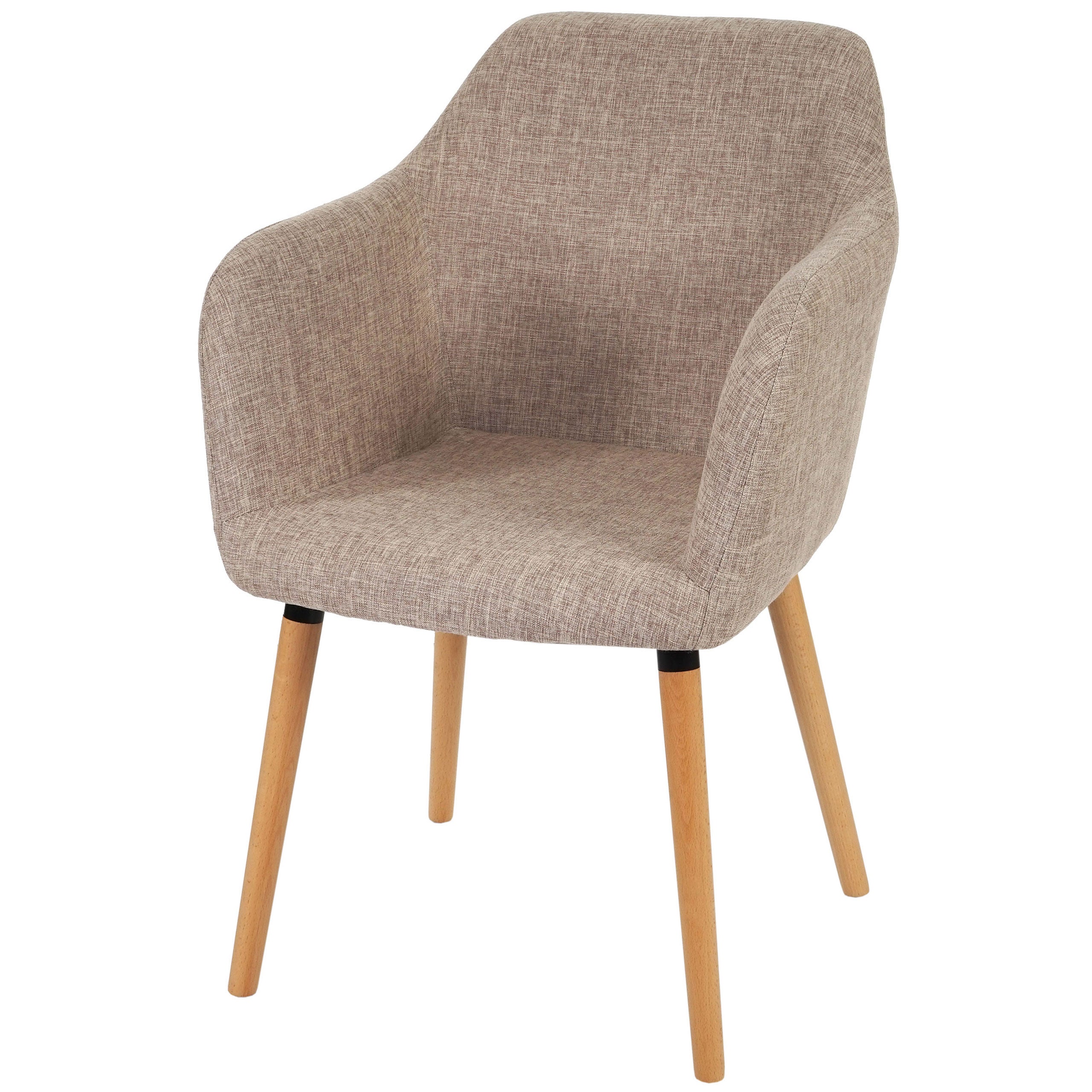 Krzesło do jadalni Malmö T381, krzesło kuchenne, design retro 50s ~ tekstylny, kremowy/szary, jasne nogi