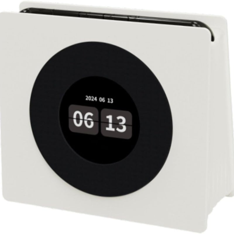 Zegar audio z winylu, z ekranem TFT HD, Bluetooth 5.3, biały