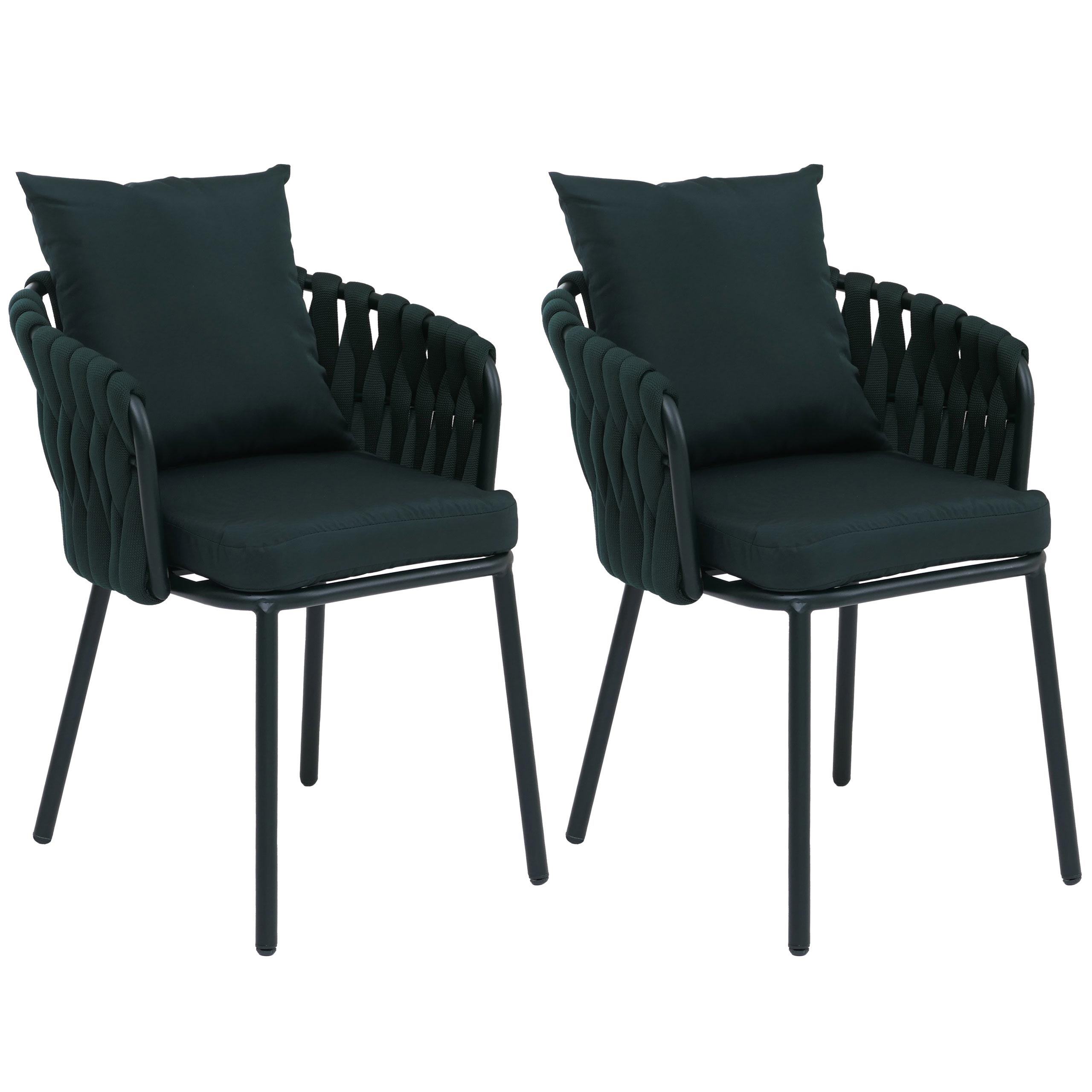 Zestaw 2 aluminiowych krzeseł do jadalni HWC-P89, zielona