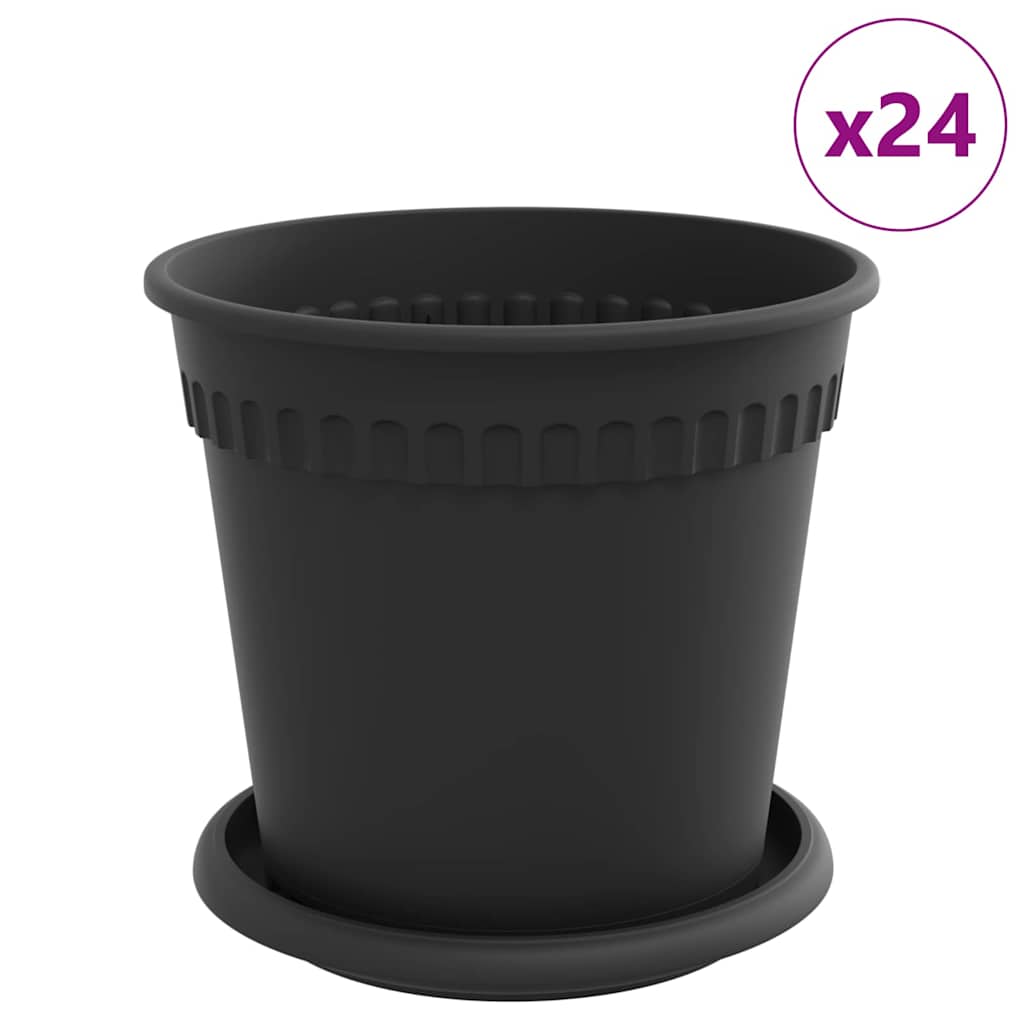 Doniczki 24 pcs Czarny Ø 17 x 14 cm Z tworzywa sztucznego