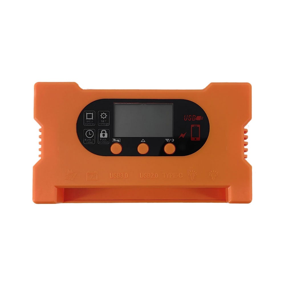 Regulator panelu solarnego 12 V/24 V z regulowanym ekranem LCD, dwoma portami USB, timerem i automatycznymi ustawieniami PWM (20 A)