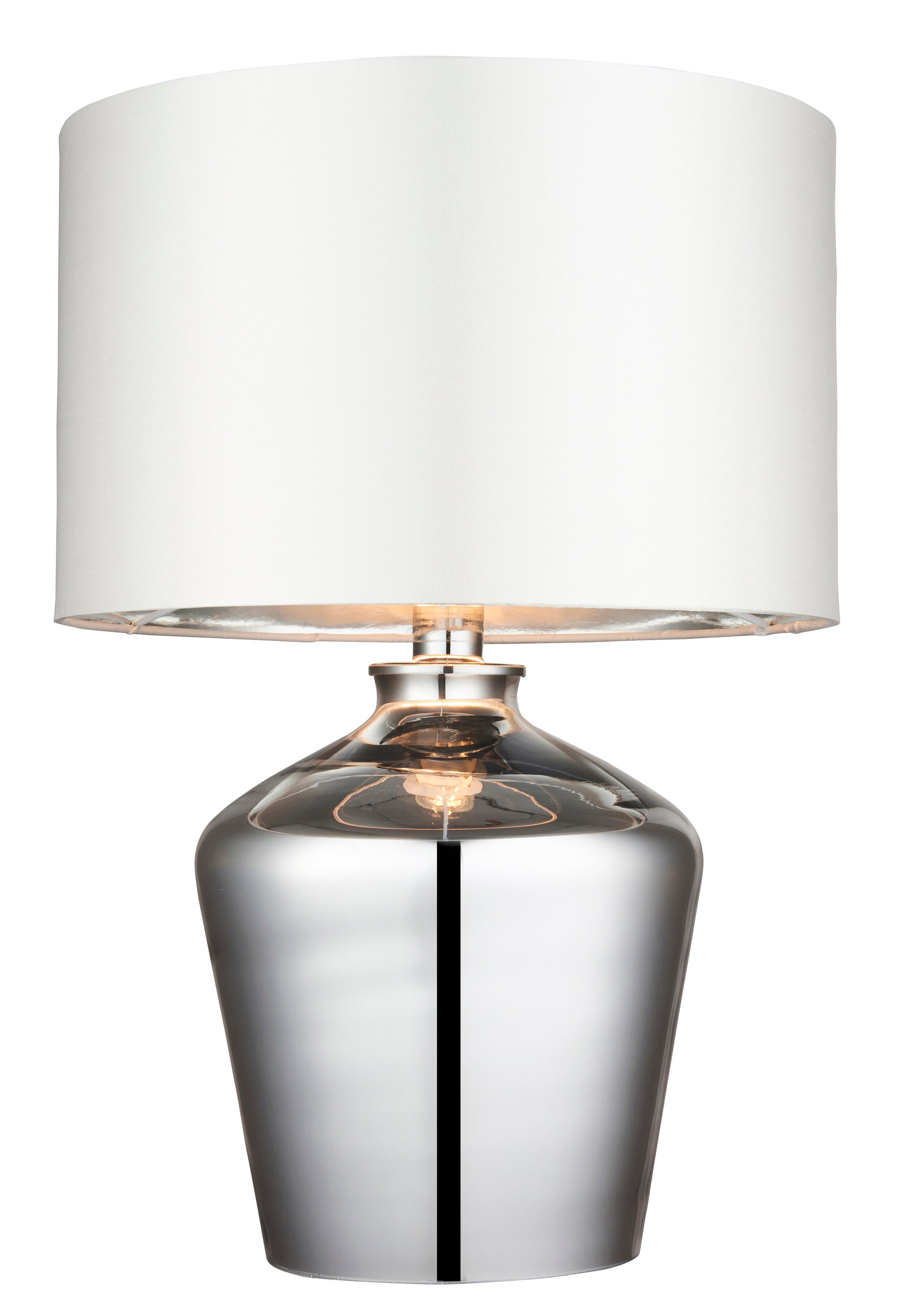 Lampa stołowa dekoracyjna z abażurem chromowana szklana podstawa 1xE27 60W WALDORF Endon
