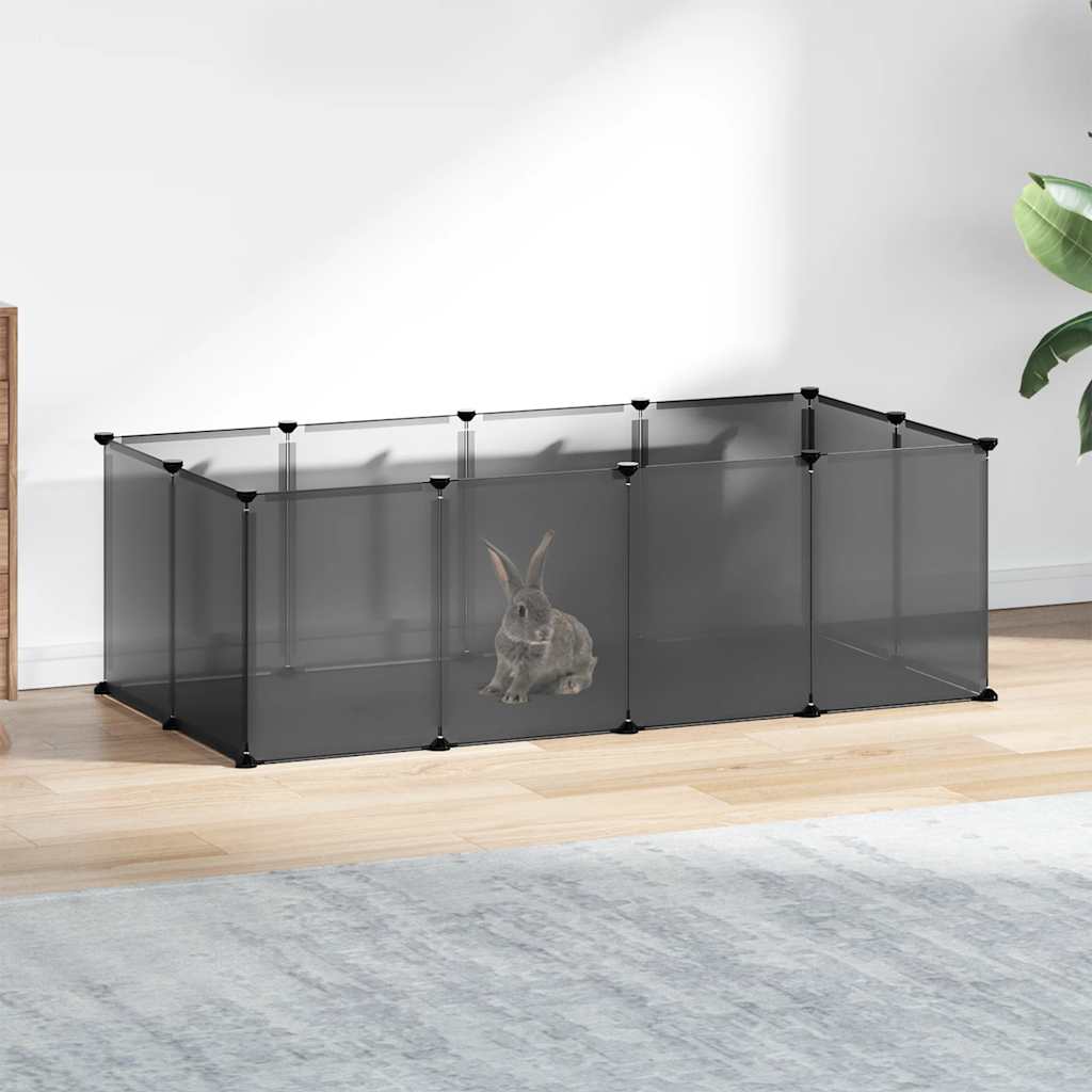 Klatka dla małych zwierząt, czarna, 144x74x46,5 cm, PP i stal