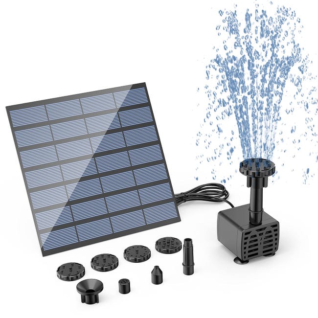Zestaw solarnej pompy wodnej, solarna pompa wodna do fontanny, solarna pompa wodna do fontanny i poidełka dla ptaków z 6 dyszami ogrodowymi
