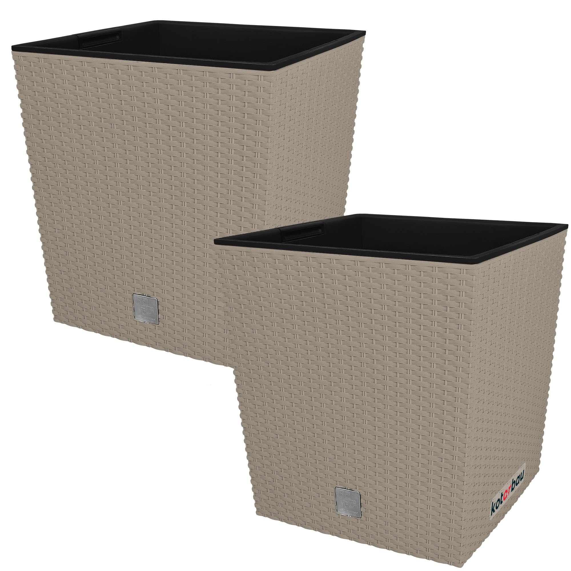 Doniczka ogrodowa rattan z wkładem mocca 26x26 cm zestaw 2 szt. - KOTARBAU