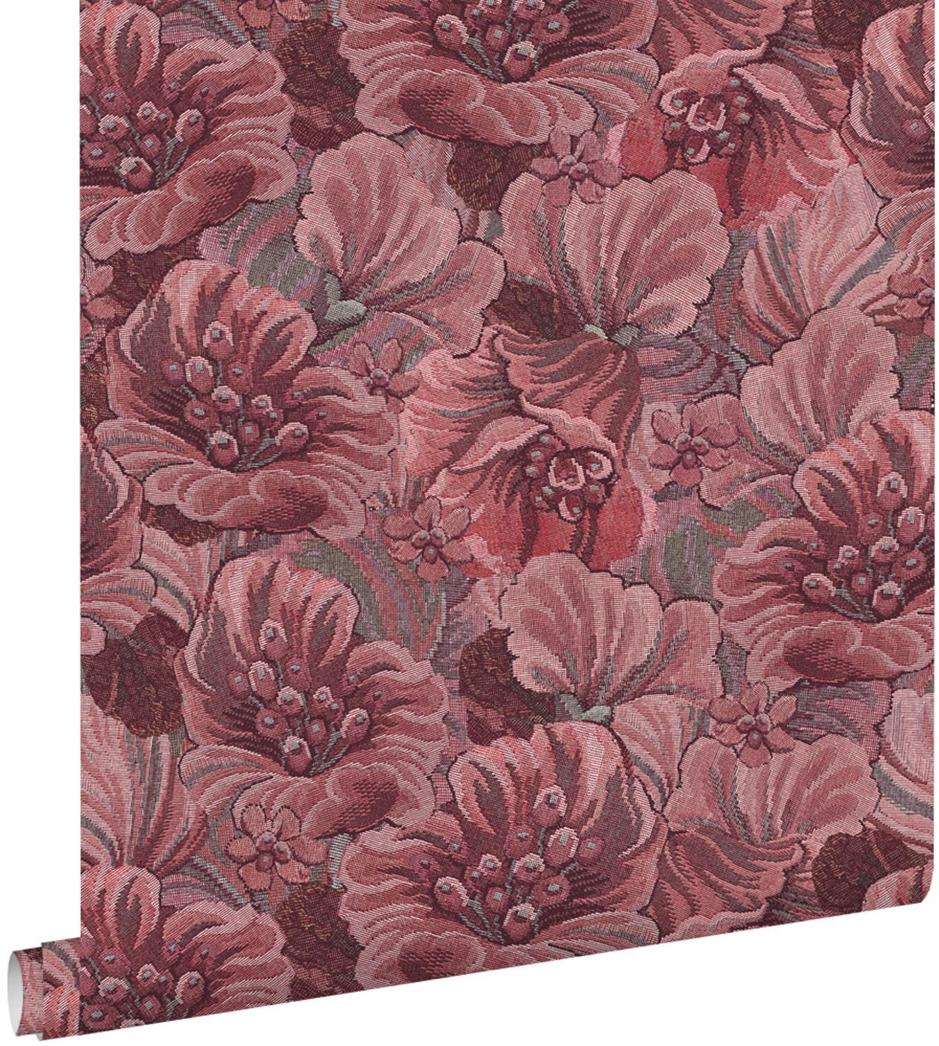 Tapeta haftowany kwiatowy wzór fioletowy mauve - 50 x 900 cm - ESTAHOME