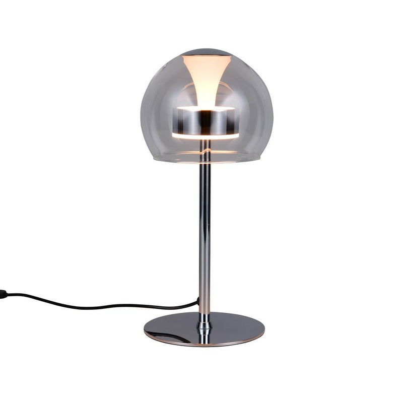 Lampa stołowa LED FLYNT chromowana szara 8W zmienna (ciepła / neutralna) 880lm szkło wym:35x16x16cm IP20 Trio