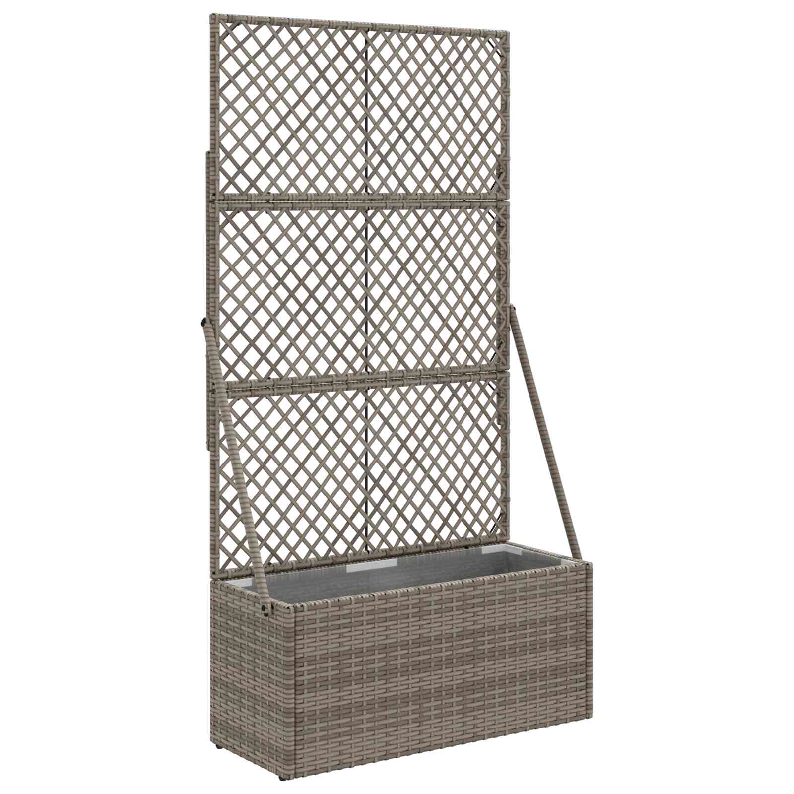 Donica ogrodowa z trellem Szary 70 x 30 x 135 cm polirattan