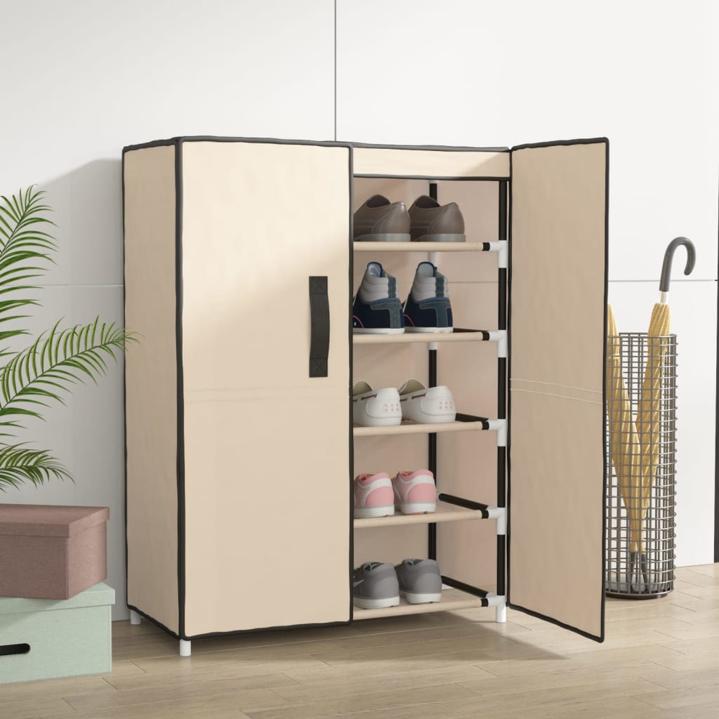 Szafka na buty, kremowa, 60x28x90 cm, materiałowa vidaXL