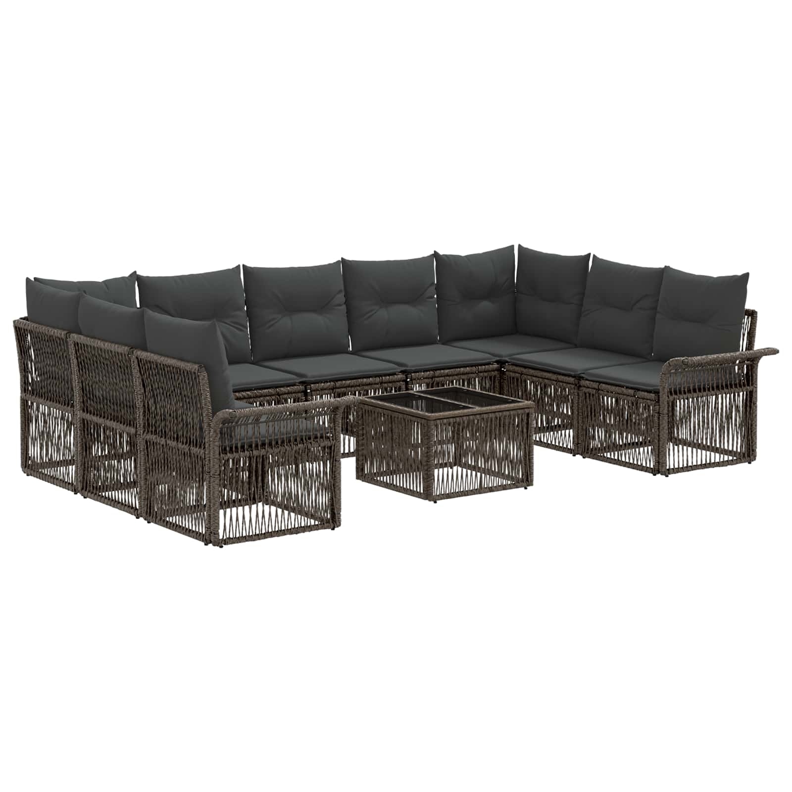 Zestaw Sof na Ogród 10 pcs Szary polirattan vidaXL