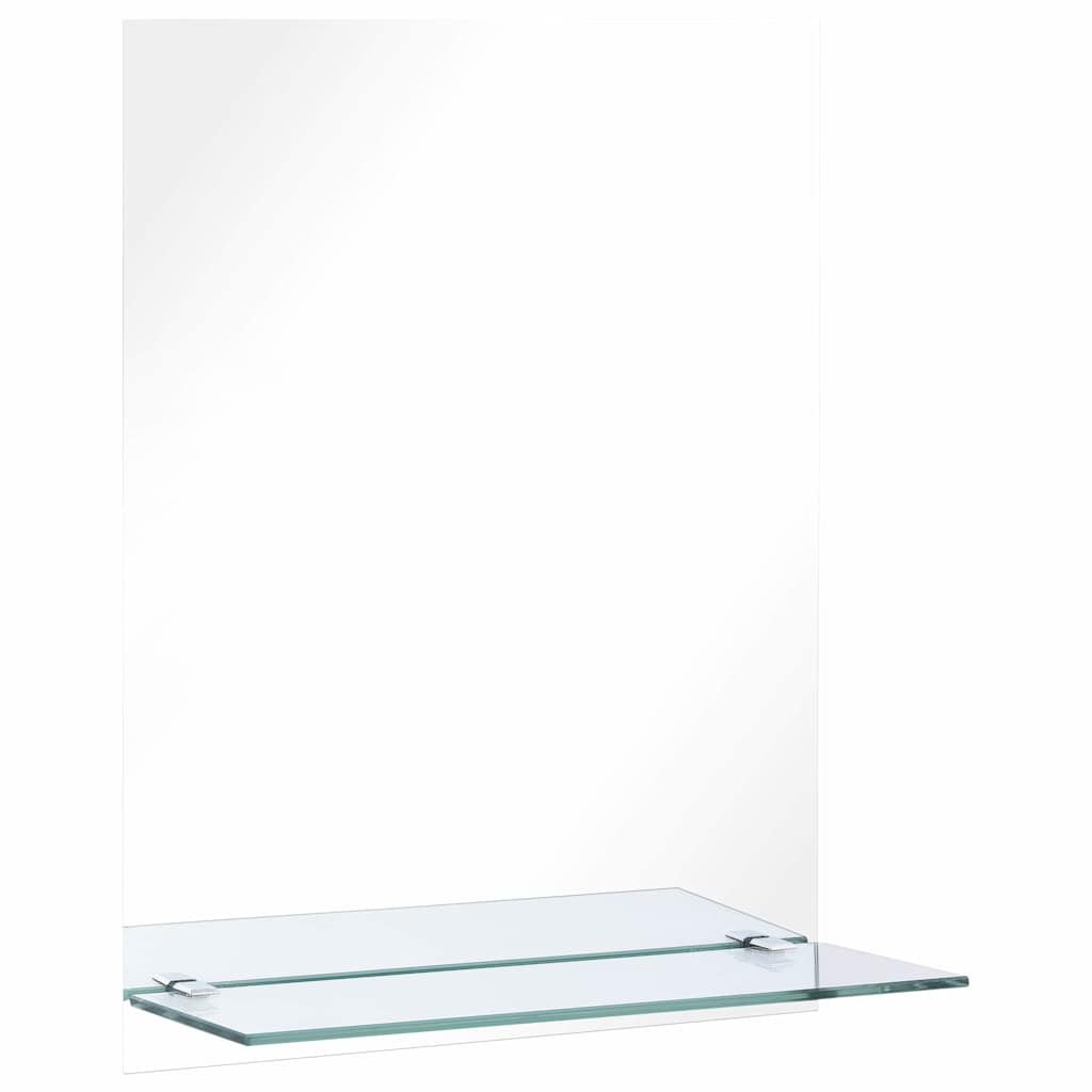 Lustro Łazienkowe Ścienne 50x70 cm z Półką ze Szkła Hartowanego Srebrne