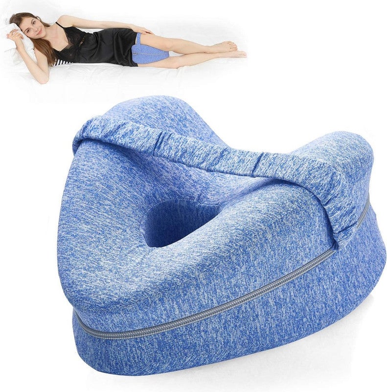 Ortopedyjny poduszka na nogi, zdejmowany pokrowiec, pianka pamięciowa, ergonomiczna, łagodzi bóle kolan (niebieska)