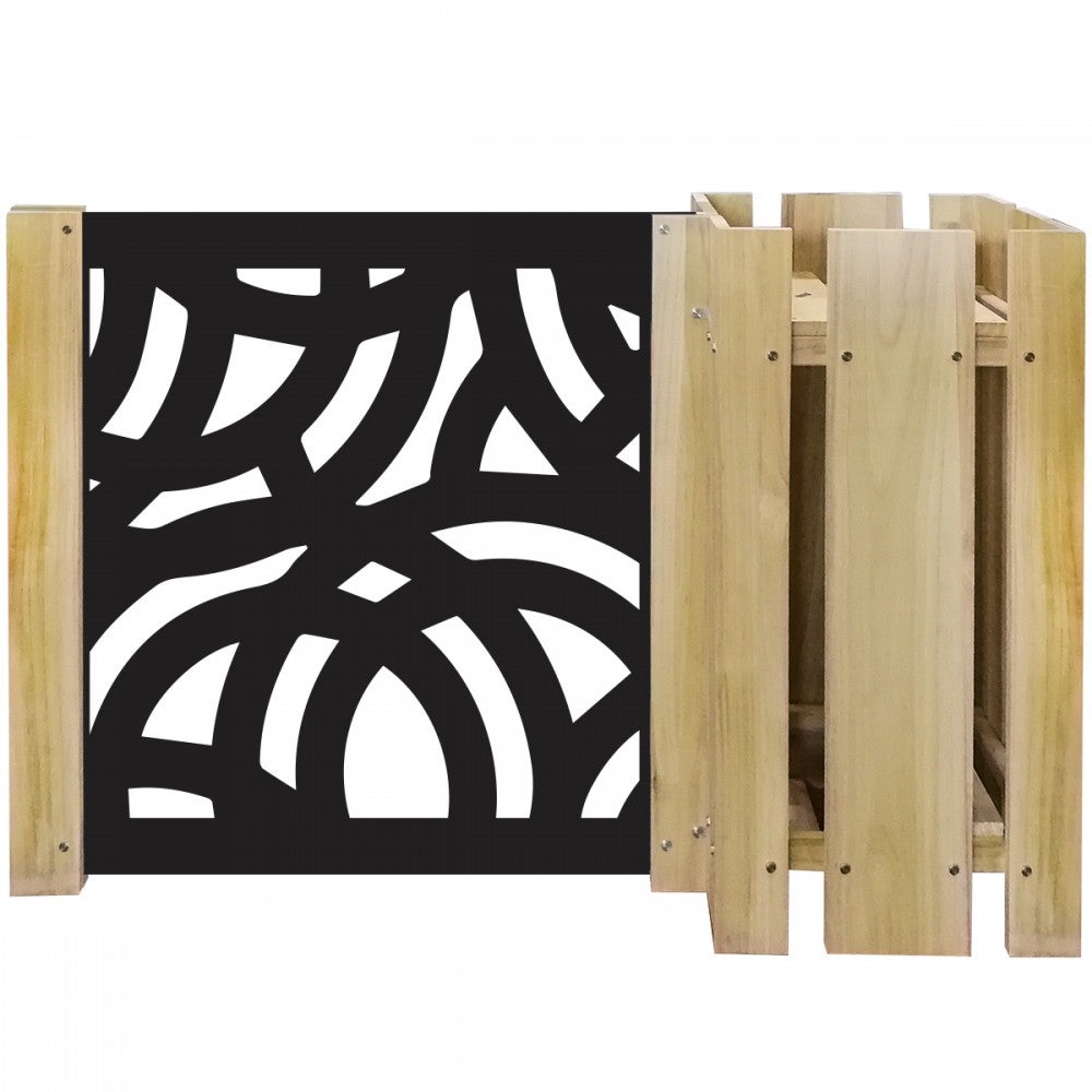 DONICA DREWNIANA KOMPOZYCJA - Donica z modułowym przegrodą - 150x100 cm - Wykonana z drewna i PVC - model DUŻE KOŁA