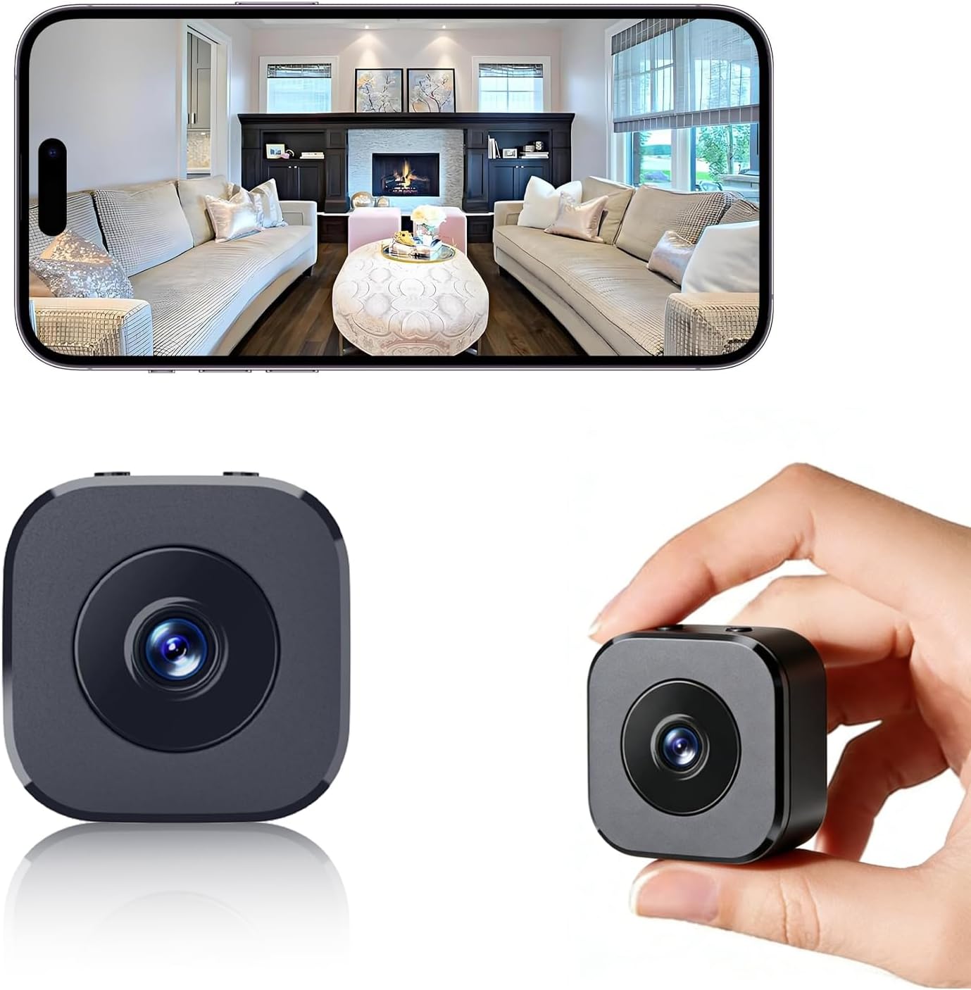 Miniaturowa ukryta kamera szpiegowska, bezprzewodowa kamera do monitoringu domu z WiFi 1080p HD, mała kamera wewnętrzna z funkcją widzenia w nocy
