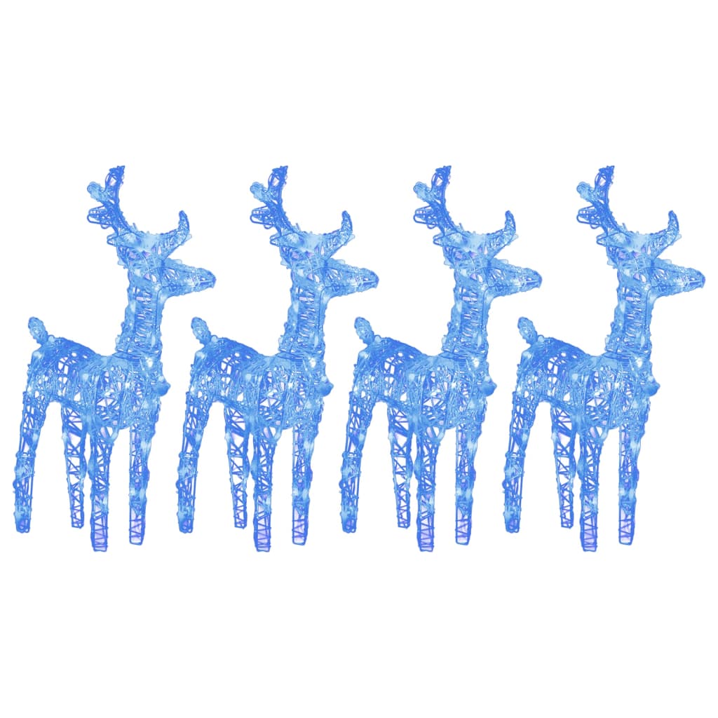 4x Renifer Świąteczny LED Akrylowy Niebieskie Światło 160 LED Zewnętrzny