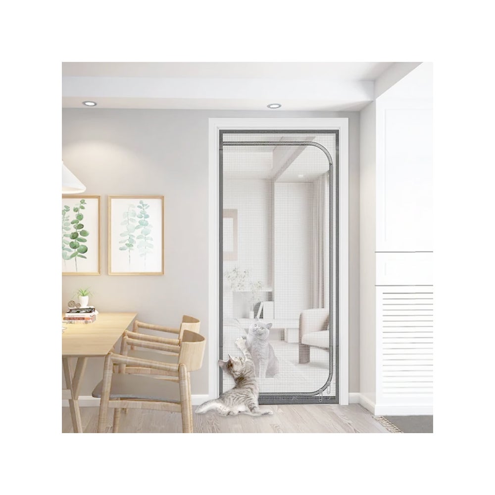 Moskitiera L.180 x H.150 cm samoprzylepna - białe okno Moskitiera 1 z pionową roletą do okna aluminiowego białego