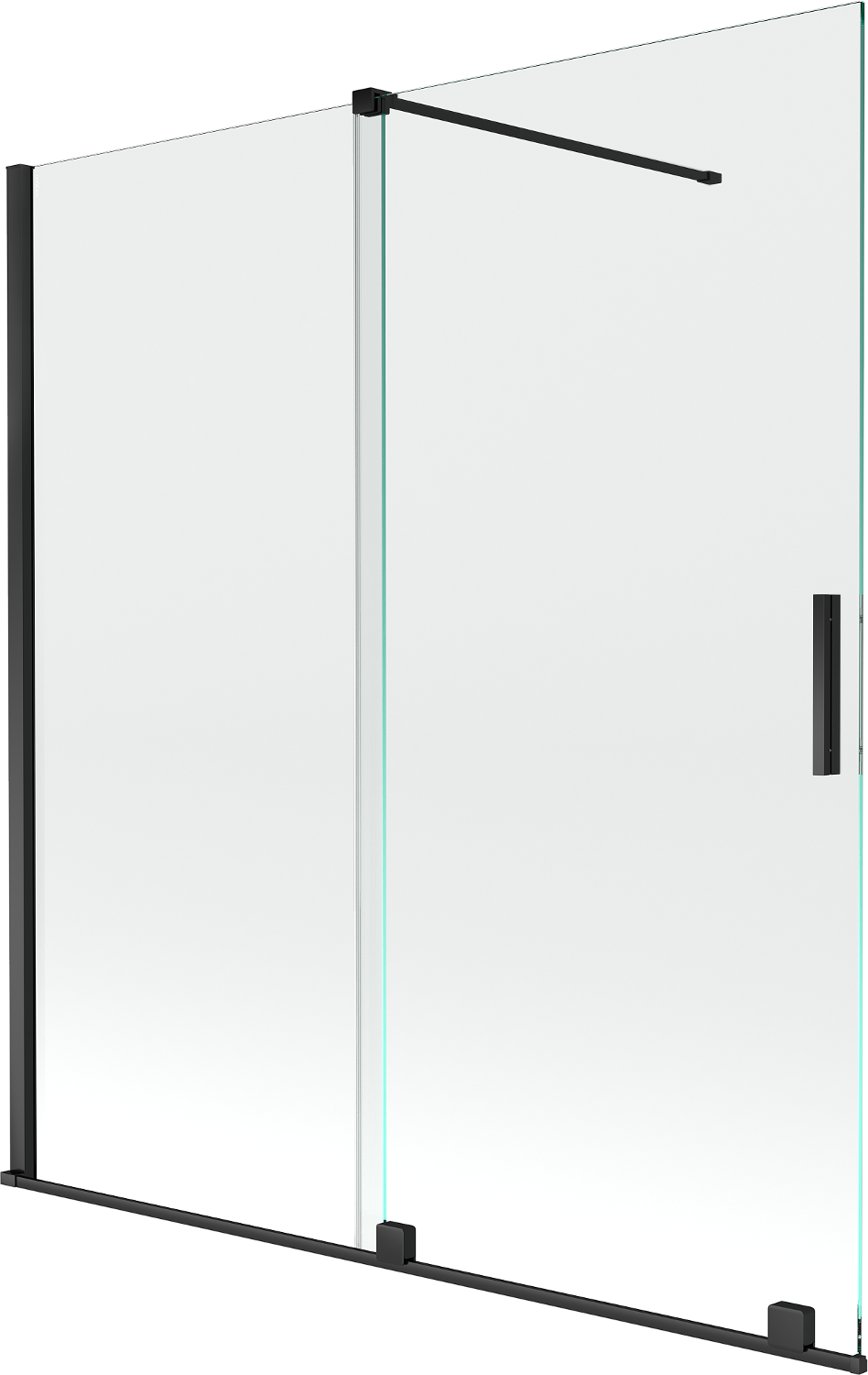 Mexen Velar parawan nawannowy 2-skrzydłowy rozsuwany 150 x 150 cm, transparent, czarny - 896-150-000-01-70