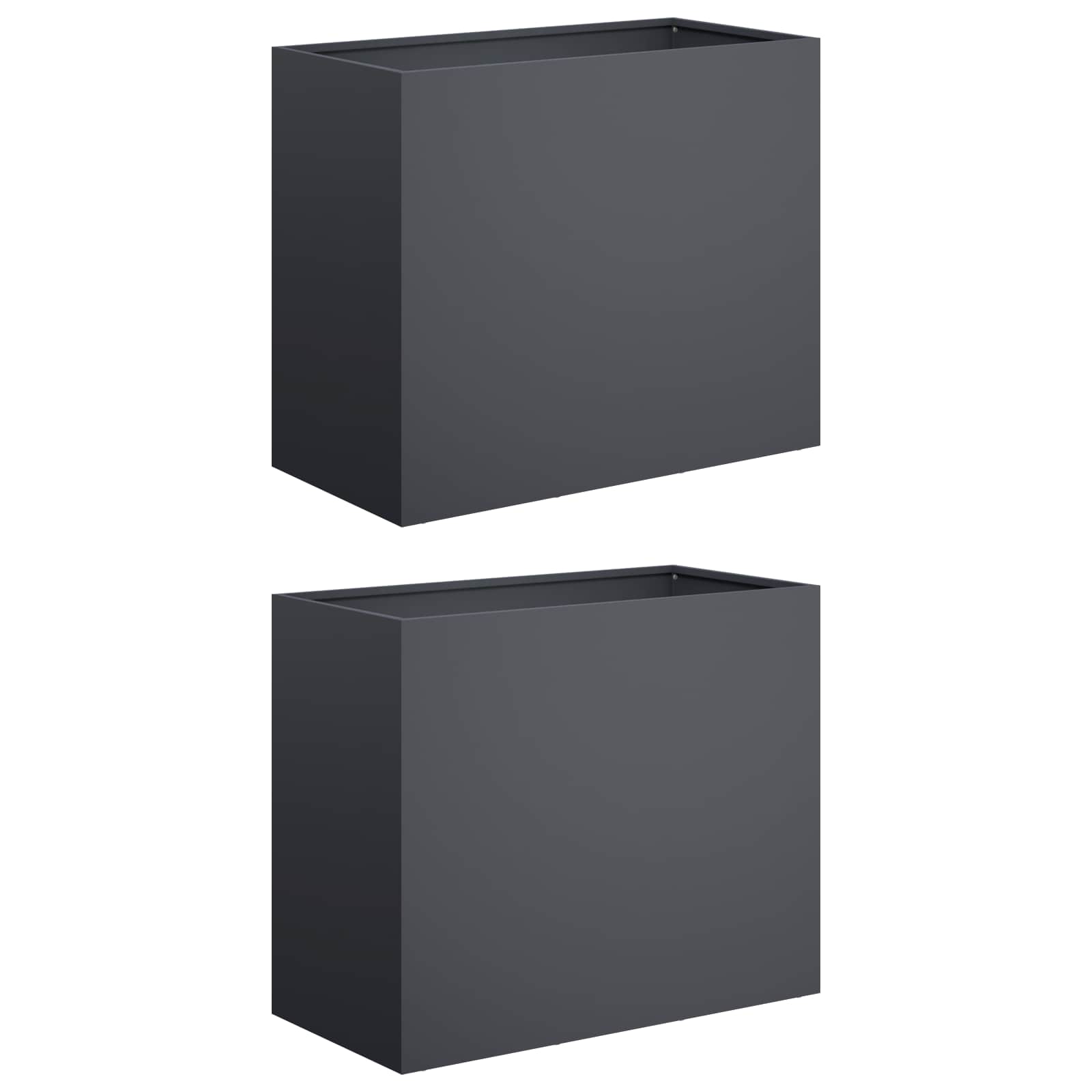 2x Donica Ogrodowa Stalowa 60x30x50 cm Antracytowa na Taras na Balkon