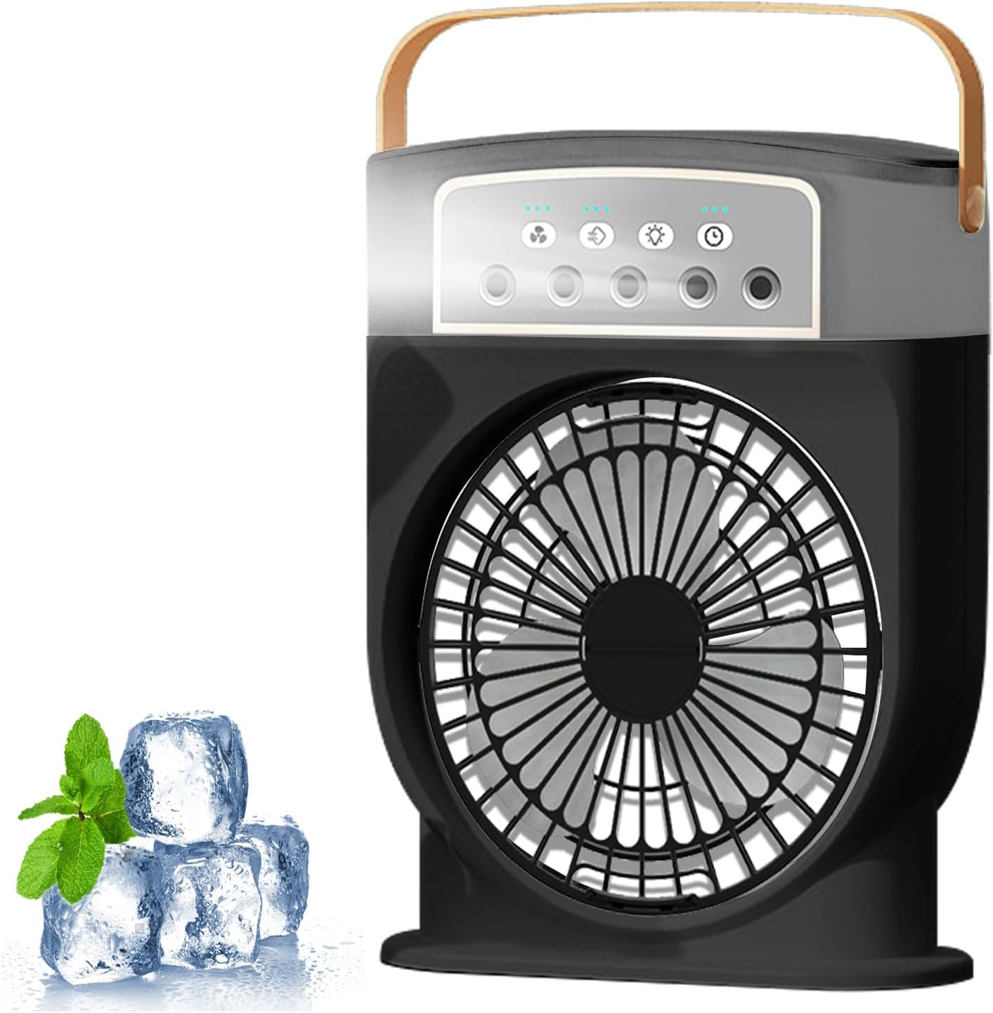 Przenośny wentylator z mgiełką, miniaturowy klimatyzator biurkowy ze zbiornikiem na wodę o pojemności 600 ml do domu, biura i kuchni – czarny