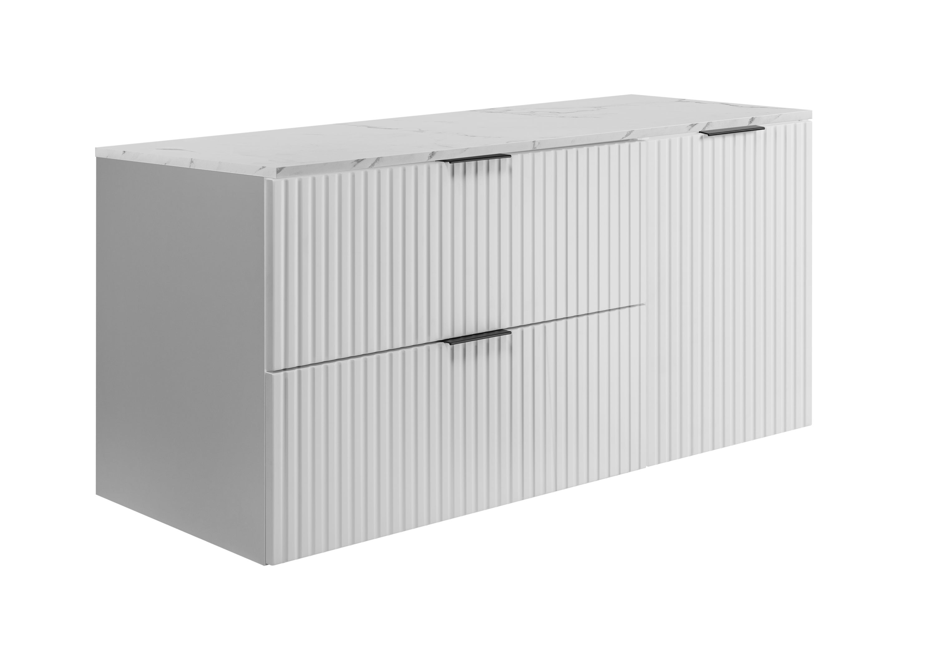 Szafka łazienkowa wisząca, biała / blat biały marmur (MDF), 120 x 57 x 46 cm