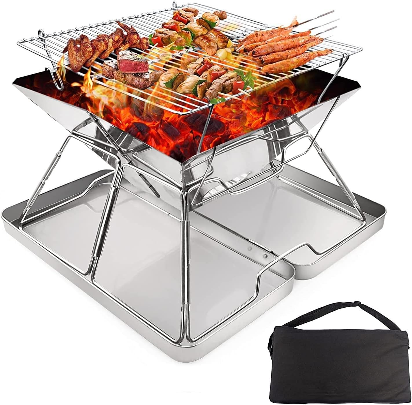 Składany grill, przenośny grill węglowy, idealny na kemping, piknik i do ogrodów.
