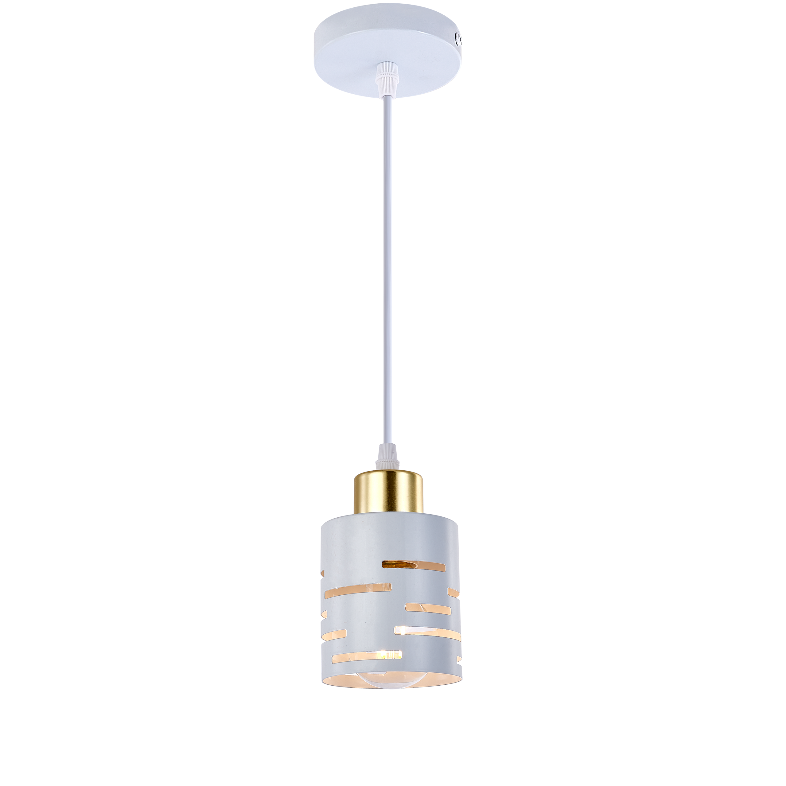 Lampa wisząca sufitowa E27 LED Elen IP20 żyrandol oprawa pojedyncza biała złota MasterLED