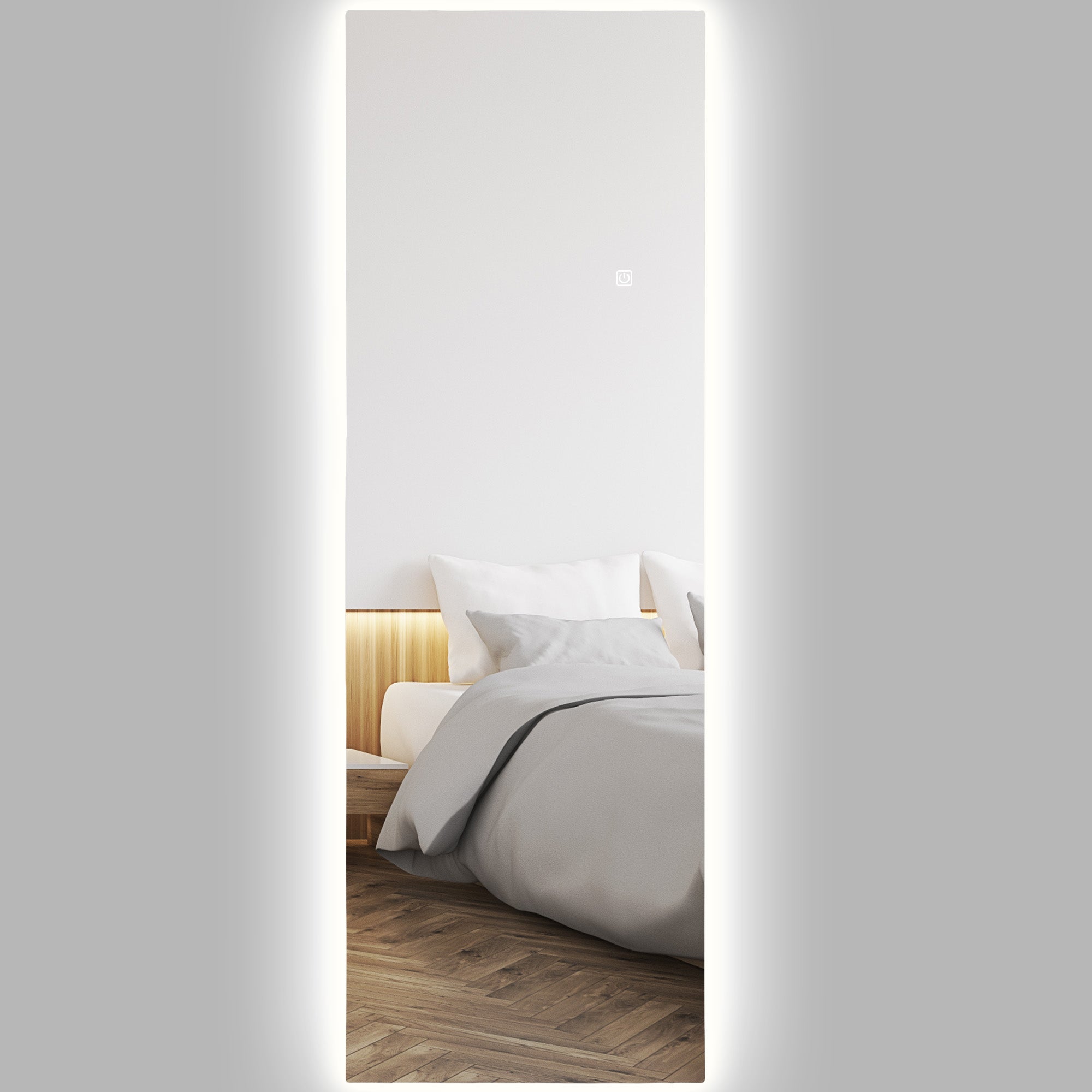 Duże lustro ścienne LED, lustro pełnowymiarowe z 3 regulowanymi kolorami światła i funkcją pamięci, 120 x 40 cm, przezroczyste