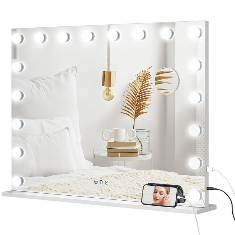 LED Light-up Makeup Lustro z Regulowany Brightness, Magnifying Lustro, USB Charging Port, 80 x 62 cm