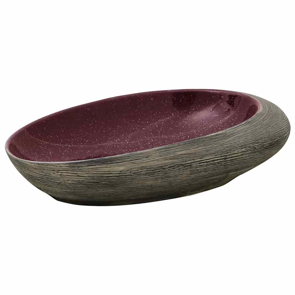 Umywalka Nablatowa Ceramiczna Owalna Fioletowo-Szara do Łazienki