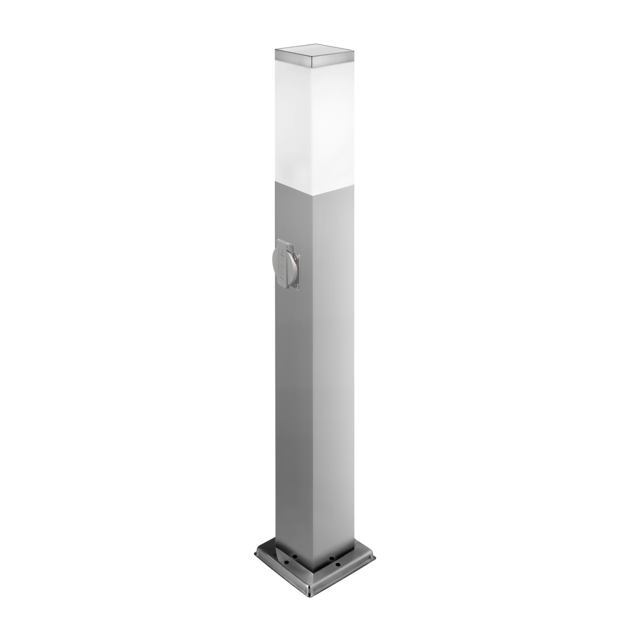 Lampa ogrodowa E27 LED Havana 65cm IP44 z gniazdem stojąca zewnętrzna srebrna MasterLED