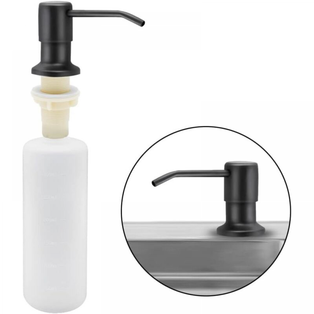 Dozownik do mydła w płynie do zlewu kuchennego, 350 ml, ze stali nierdzewnej, z możliwością ponownego napełnienia, z pompką obracającą się o 360° (cz