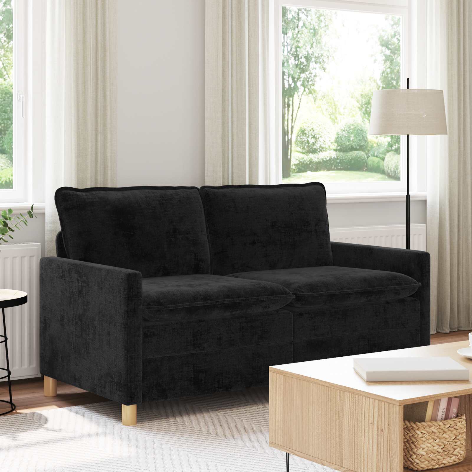 Sofa Czarny 156 x 81 x 87,5 cm Poliester vidaXL