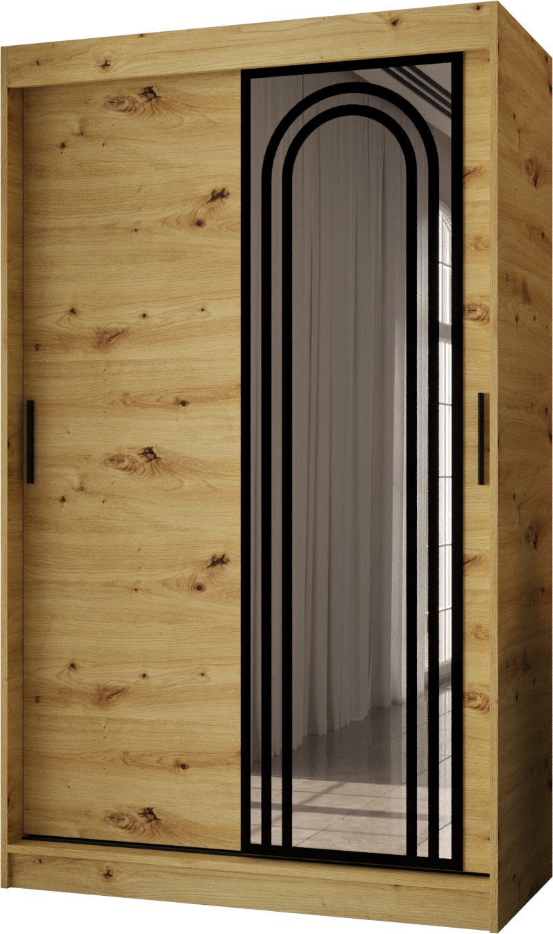 Szafa przesuwna z lustrem VIGO 120 x 62 x 200 artisan + u. czarny