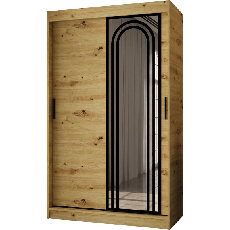 Szafa przesuwna z lustrem VIGO 120 x 62 x 200 artisan + u. czarny