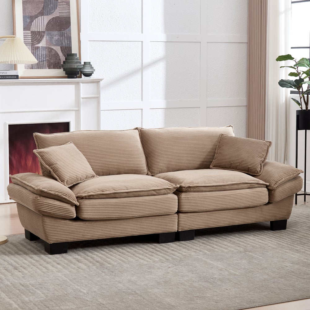 Sofa 2-osobowa, nowoczesna, z rdzeniem sprężynowym, wygodna, przestronna, khaki