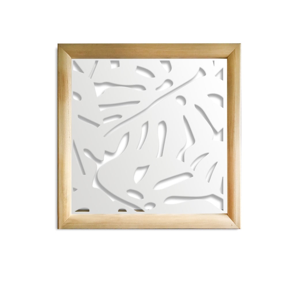 PHILODENDRON - Kwadratowe moduły dekoracyjne z drewna i PCV - Rozmiar 98x98 cm - Grubość 64 mm - Kolor wewnętrzny BIAŁY