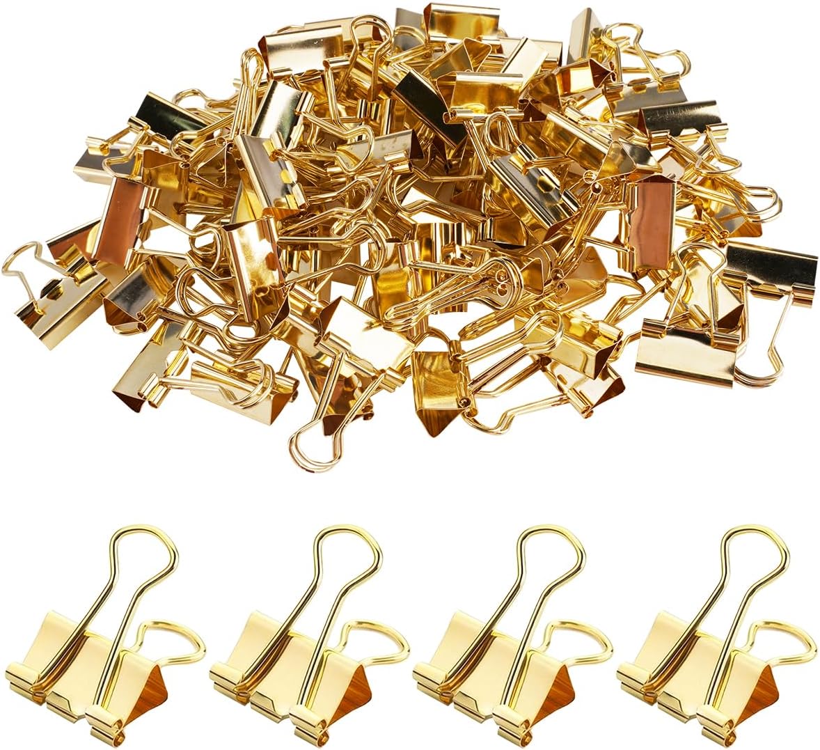 Opakowanie 80 składanych spinaczy biurowych, złote, 19 mm, do dokumentów, stabilne i wielokrotnego użytku, 19 mm