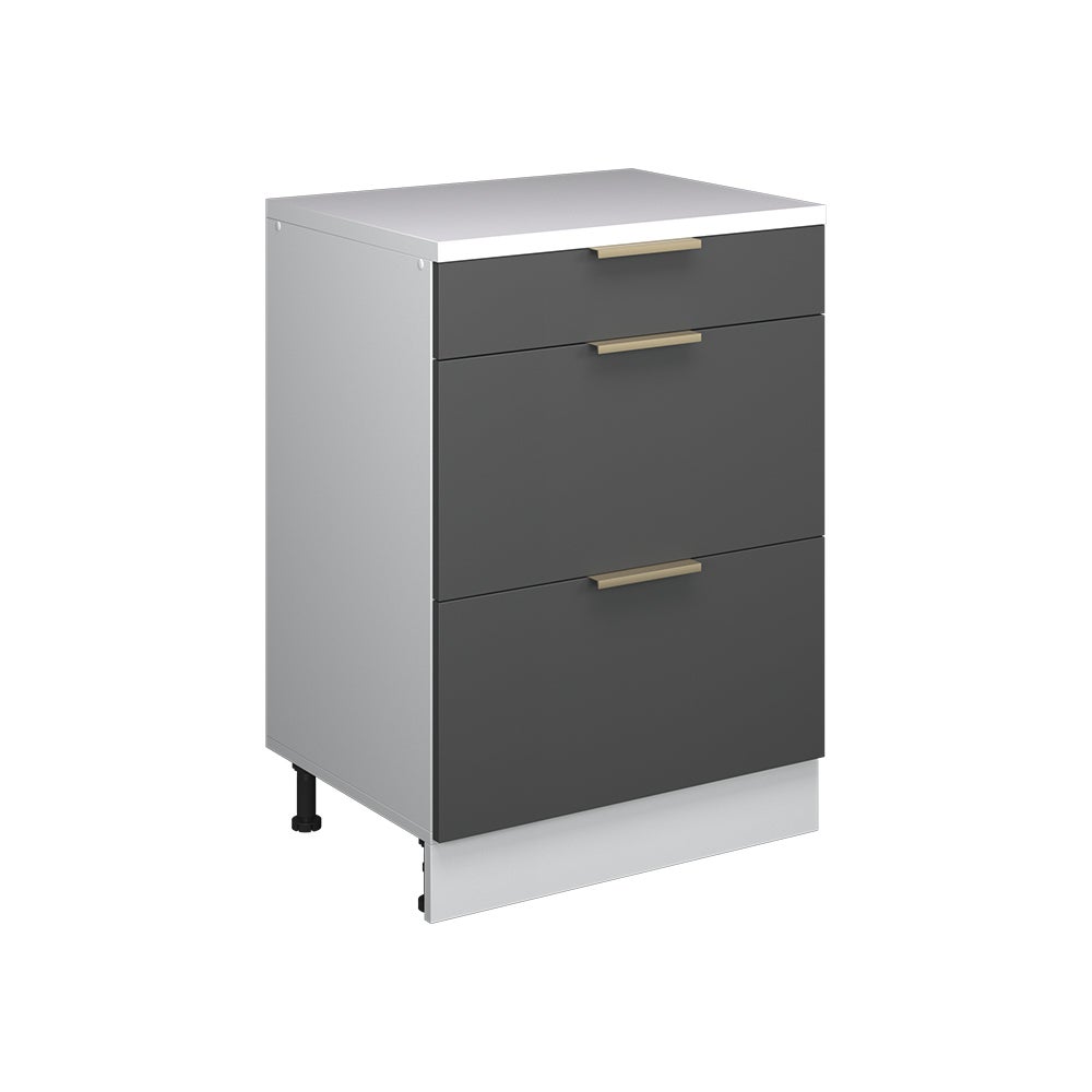 Vicco Komoda rozszerzająca Rion, Antracyt złoto/Biały, 60 x 46 cm bez skosu z 3 szufladami