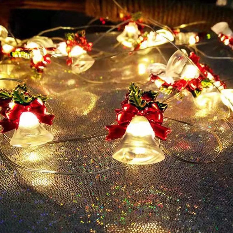 2 m Sznur świetlny na baterie - 20 diod LED - Dekoracja świąteczna - Kurtyna świetlna zewnętrzna - Ciepła biel - Na przyjęcia, święta i balkony