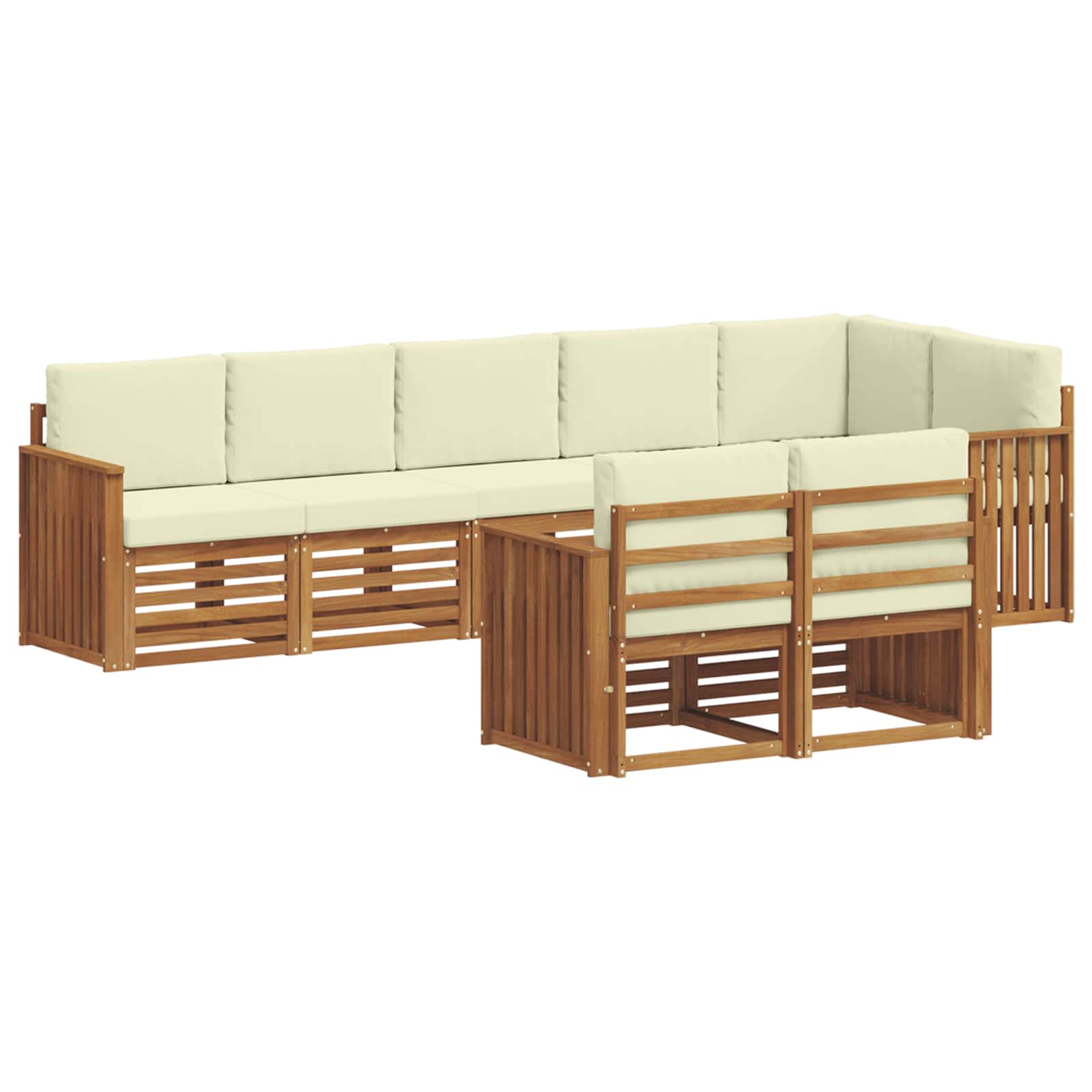 Zestawy sof 8 pcs Naturalny i Kremowy Lite Drewno Akacji